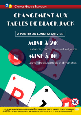 Changement aux tables de Black Jack