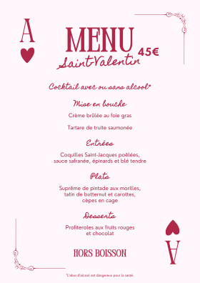 Menu Saint-Valentin