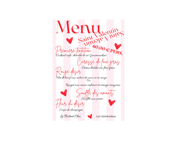 Menu St Valentin 2026