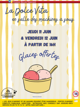 GLACES OFFERTES EN SALLE DES MACHINES À SOUS