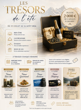 ☀️ Cet été, transformez vos parties en cadeaux ! Plus de 2 000 € de lots à gagner du 15 juillet au 16 août au Casino Saint-Gervais Mont-Blanc.
